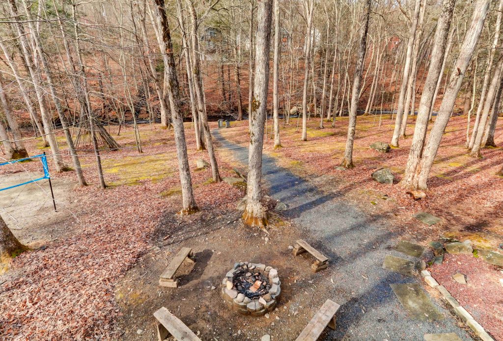 walk past the fire pit